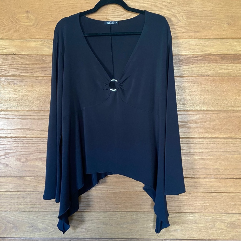 Y2K whimsygoth Hiatus black plus size bell sleeve blouse top